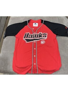 Vtg Starter Atlanta Hawks Jersey Men's XL Script Button Up
